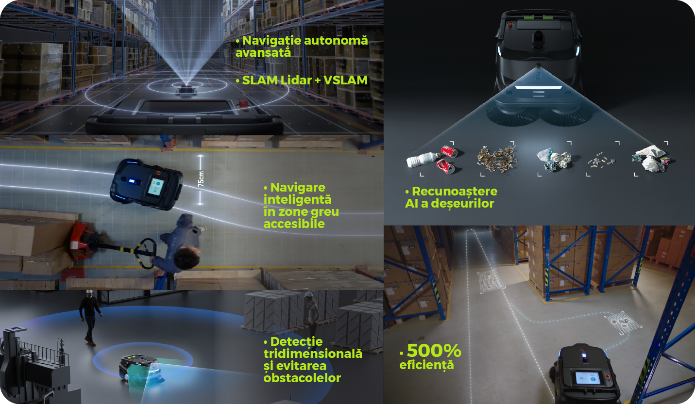 Pudu MT1 – robot autonom de curățenie uscată cu AI, ideal pentru spații mari. Eficiență 24/7, navigație inteligentă, robot de curățenie profesional, spații mari, inteligenta artificiala, deseuri mari si praf, inovatie, pudu, mt1, toreco, moldova