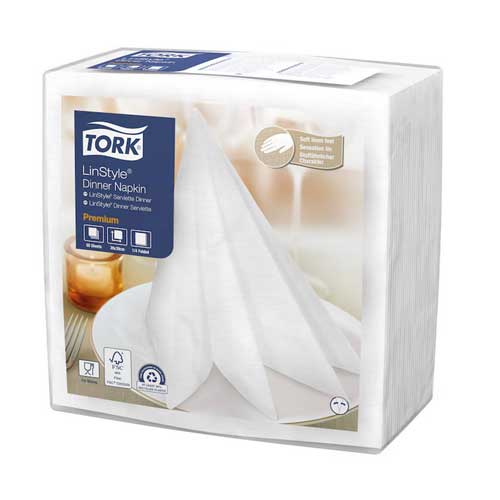 Șervețele de Masă LinStyle Dinner, Alb 4F, Compostabile industrial, Albe, Premium, Tork, Moldova, toreco