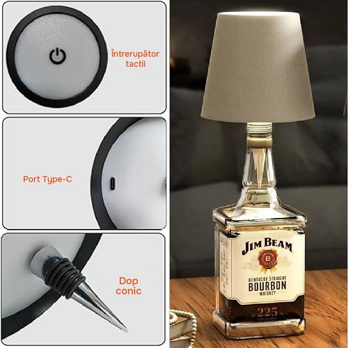 Lampă LED decor, veioza, sticla, USB, Type-C, chisinau, toreco