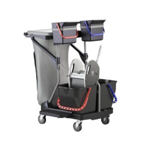 Carucior curatenie Revolution Black Is Green, 2 x 15 L, cu rotile si storcator New Line + sac gunoi 120 L + 2 galeti 6 L, IPC, Moldova, toreco