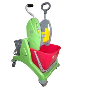 Carucior dublu cu rotile si storcator, Kinetic Plus, 2x15 L, verde, IPC, Moldova, toreco