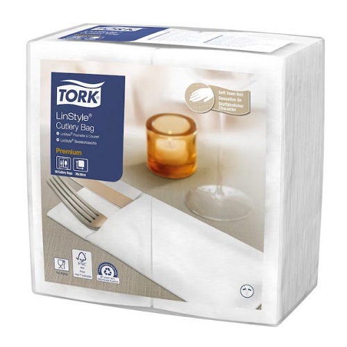 509608-LinStyle-Tork-Moldova Șervetele de Masă cu Buzunar p/u Tacamuri LinStyle, White, Premium, Tork, moldova, toreco